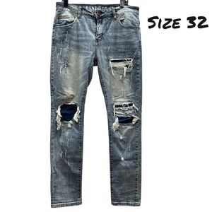 Grindhouse Y2K Stretch‎ Skinny Distressed Denim Jeans Skateboard Mens 32 (35x32)